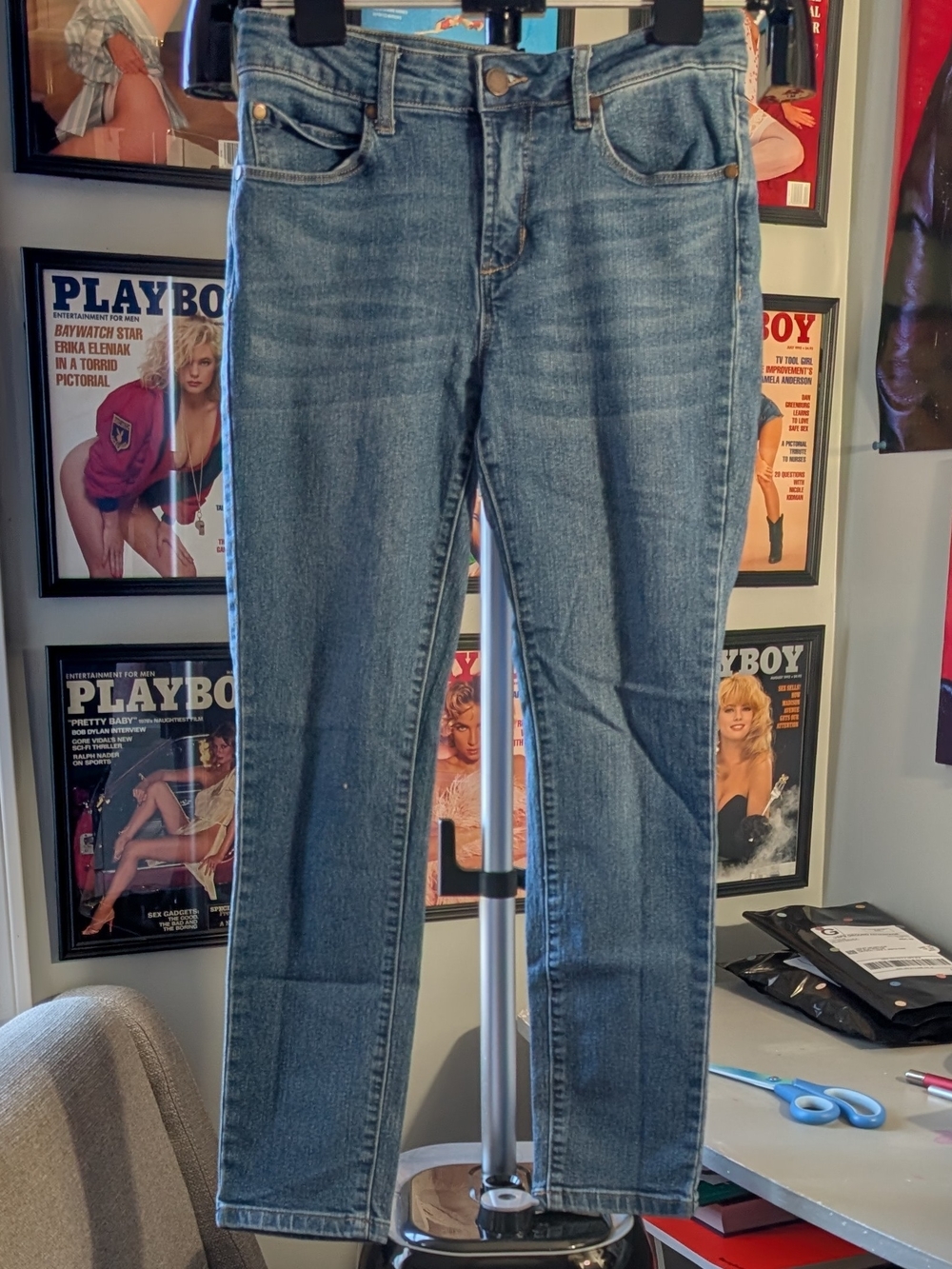 Kendall & Kylie Light Blue Denim Jeans with White Nail Accent